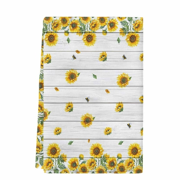 Dish Towels, Farmhouse Sunflowers Floral Print Absorbent Kitchen Towels 1 PC, White Microfiber Hand Towels Dish Cloths Tea Towels for Home Bathroom,18X28-Inch,