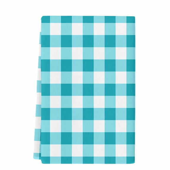 Dish Towels, Farmhouse Vintage Absorbent Kitchen Towels 1 PC, Gingham Checkered Texture Microfiber Hand Towels Dish Cloths Tea Towels for Home Bathroom,18X28-Inch, Aqua Turquoise