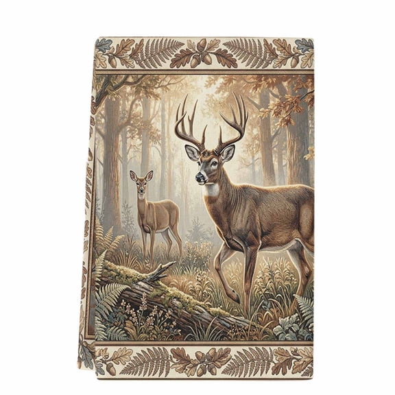 Dish Towels, Forest Stag Absorbent Kitchen Towels 1 PC, Animal Sunlight Tree Leaves Microfiber Hand Towels Dish Cloths Tea Towels for Home Bathroom Cleaning Drying,18X28-Inch,