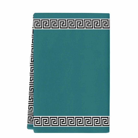 Dish Towels, Geometric Greek Key Design Absorbent Kitchen Towels 1 PC, Teal Green Microfiber Hand Towels Dish Cloths Tea Towels for Home Bathroom Cleaning Drying,18X28-Inch,