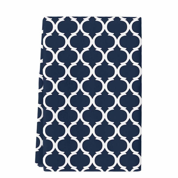 Dish Towels, Geometric Morocco Pattern Absorbent Kitchen Towels 1 PC, Navy Blue Abstract Microfiber Hand Towels Dish Cloths Tea Towels for Home&nbsp;Bathroom Cleaning Drying,18X28-Inch,