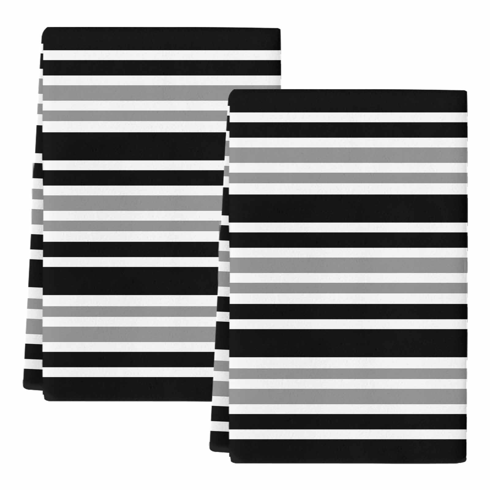 Dish Towels, Gray Black Stripes Absorbent Kitchen Towels 2 PCS, Contrast Striped Microfiber Hand Towels Dish Cloths Tea Towels for Home&nbsp;Bathroom Cleaning Drying,18X28-Inch,