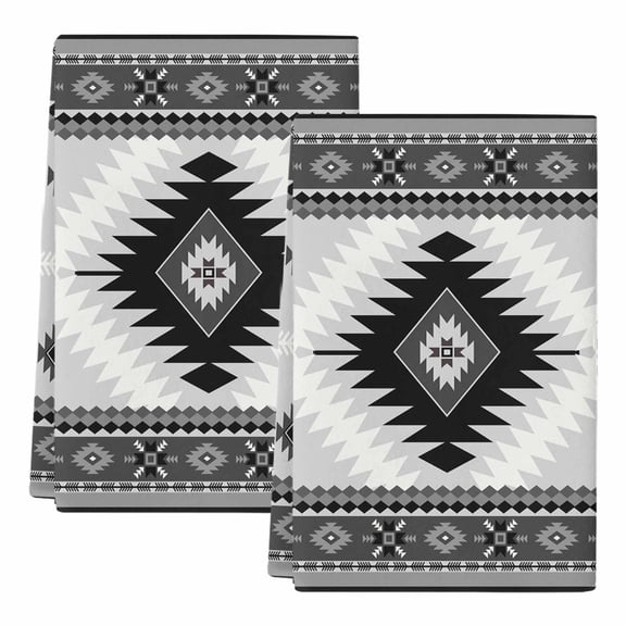 Dish Towels, Gray Bohemian Absorbent Kitchen Towels 2 PCS, Aztec Boho Tribal Style Microfiber Hand Towels Dish Cloths Tea Towels for Home&nbsp;Bathroom Cleaning Drying,18X28-Inch,