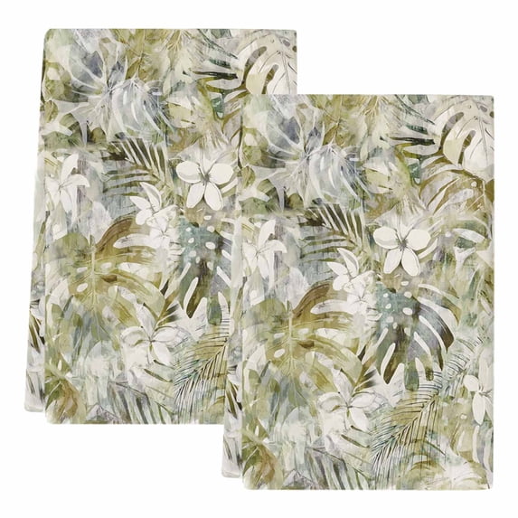 Dish Towels, Green Palm Leaves Absorbent Kitchen Towels 2 PCS, Spring ...