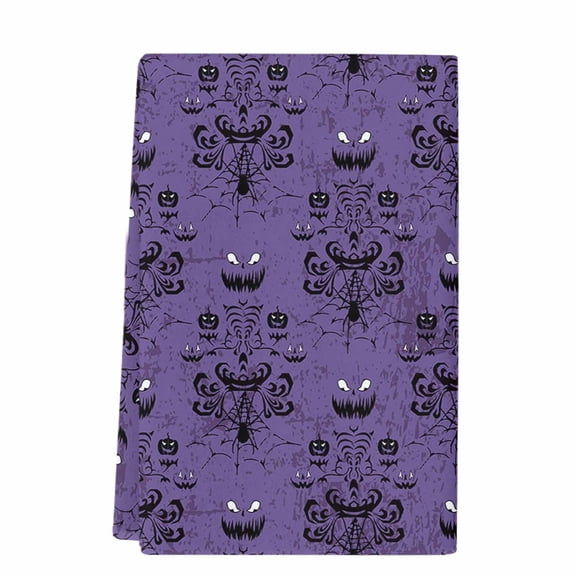 Dish Towels, Halloween Purple Haunted House Absorbent Kitchen Towels 1 PC, Pumpkin Ghost Spider Pattern Microfiber Hand Towels Dish Cloths Tea Towels for Home&nbsp; Bathroom,18X28-Inch,