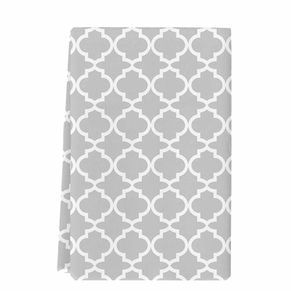 Dish Towels, Light Grey White Geometric Absorbent Kitchen Towels 1 PC, Minimalist Morocco Pattern Microfiber Hand Towels Dish Cloths Tea Towels for Home&nbsp; Bathroom,18X28-Inch,