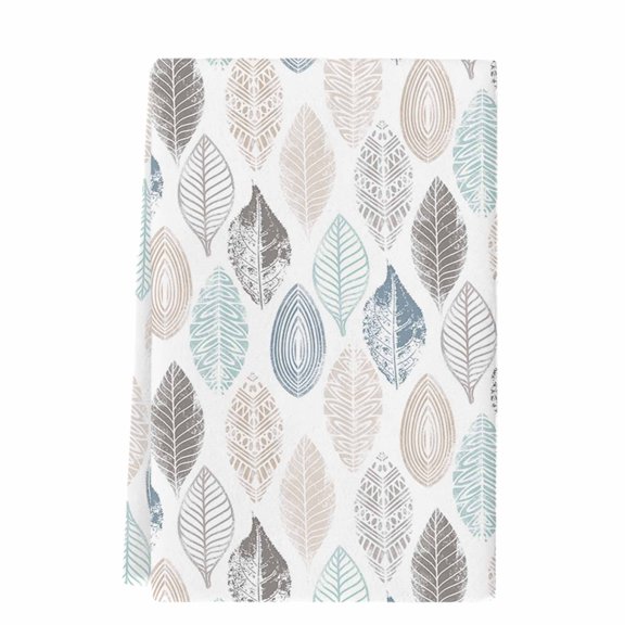 Dish Towels, Minimalist Geometric Leaf Pattern Absorbent Kitchen Towels 1 PC, Blue Brown Gray Microfiber Hand Towels Dish Cloths Tea Towels for Home&nbsp; Bathroom,18X28-Inch,