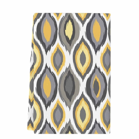 Dish Towels, Modern Diamond Pattern Absorbent Kitchen Towels 1 PC, Yellow Geometric Lines Microfiber Hand Towels Dish Cloths Tea Towels for Home&nbsp;Bathroom Cleaning Drying,18X28-Inch,