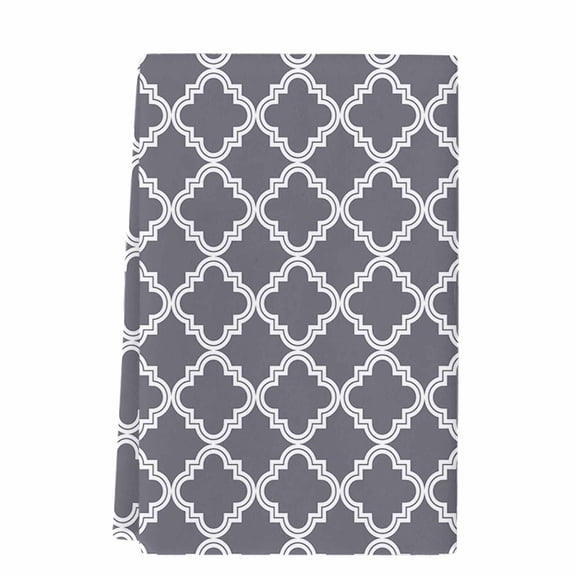 Dish Towels, Moroccan Pattern Absorbent Kitchen Towels 1 PC, Dark Grey Microfiber Hand Towels Dish Cloths Tea Towels for Home Bathroom Cleaning Drying,18X28-Inch,