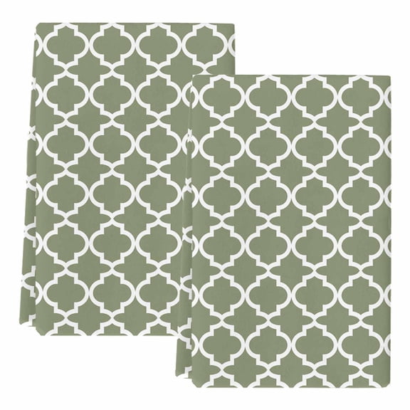 Dish Towels, Moss Green Morocco Texture Absorbent Kitchen Towels 2 PCS, Geometric Microfiber Hand Towels Dish Cloths Tea Towels for Home&nbsp;Bathroom Cleaning Drying,18X28-Inch,
