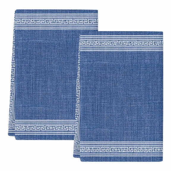 Dish Towels, Navy Blue Linen Key Design Absorbent Kitchen Towels 2 PCS, Geometric Back Print Microfiber Hand Towels Dish Cloths Tea Towels for Home&nbsp;Bathroom Cleaning Drying,18X28-Inch,