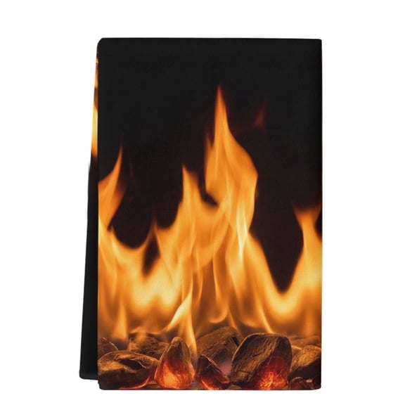 Dish Towels, Orange Flames Absorbent Kitchen Towels 1 PC, Burning Embers Ethereal Fire Microfiber Hand Towels Dish Cloths Tea Towels for Home Bathroom Cleaning Drying,18X28-Inch,