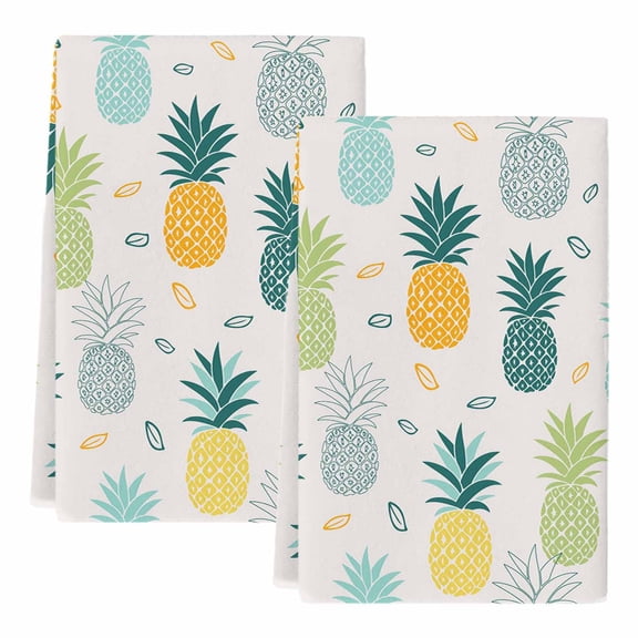 Dish Towels, Pineapple Absorbent Kitchen Towels 2 PCS, Summer Tropical Fruit Microfiber Hand Towels Dish Cloths Tea Towels for Home&nbsp;Bathroom Cleaning Drying,18X28-Inch,