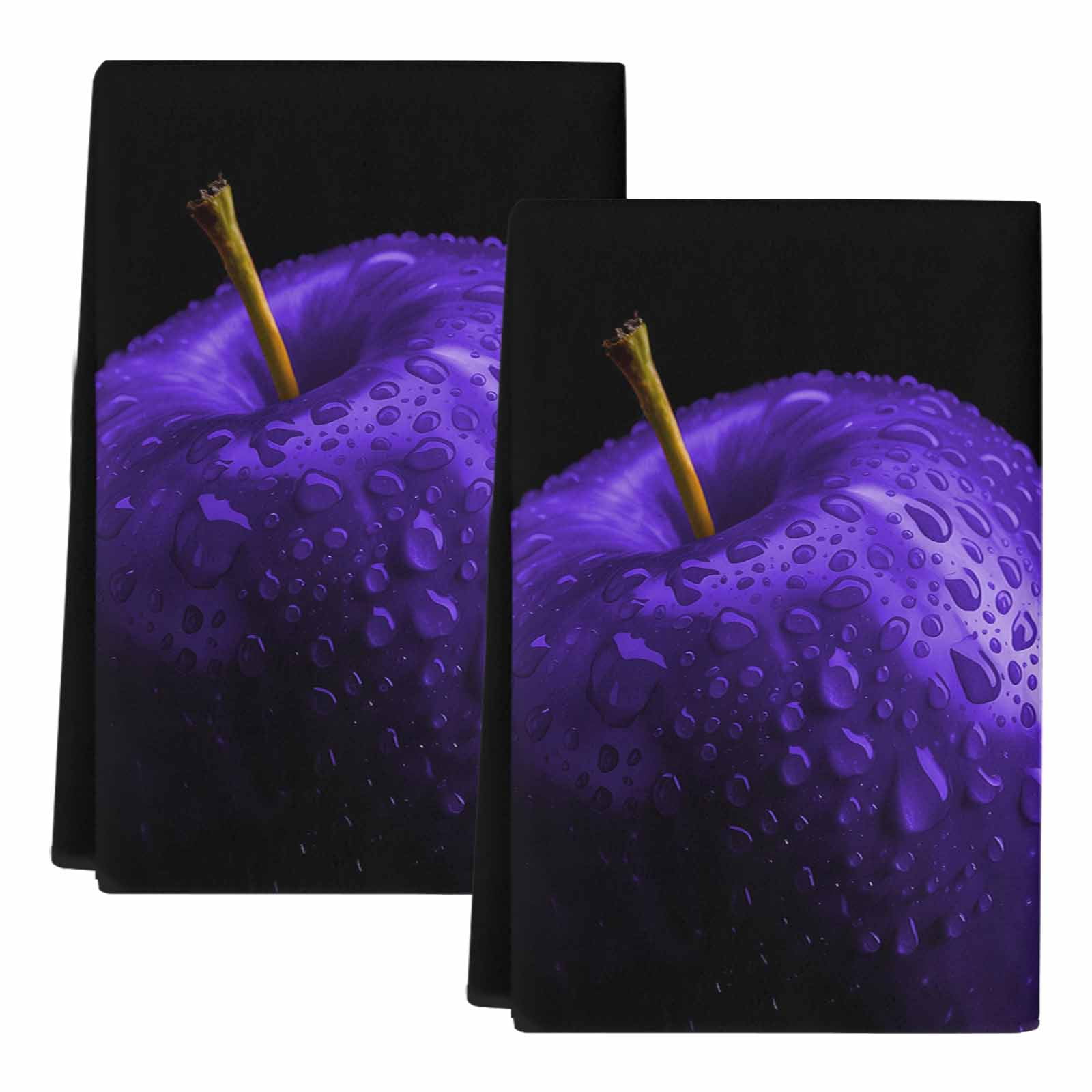 Dish Towels, Purple Fruit Absorbent Kitchen Towels 2 PCS, Berry Drops Microfiber Hand Towels Dish Cloths Tea Towels for Home&nbsp;Bathroom Cleaning Drying,18X28-Inch,