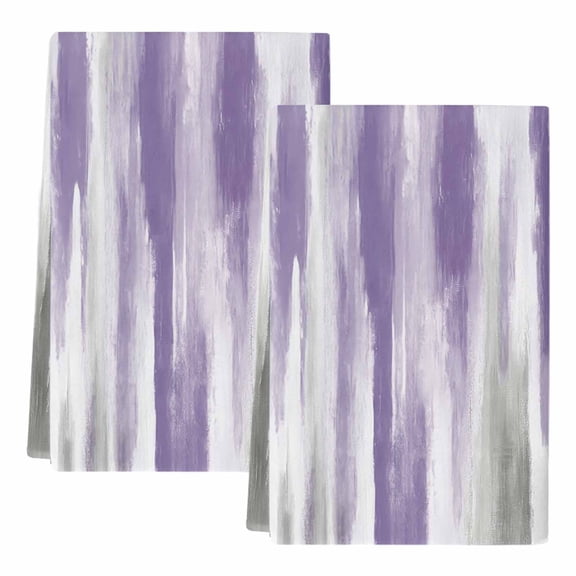 Dish Towels, Purple Grey Absorbent Kitchen Towels 2 PCS, Abstract Art Texture Microfiber Hand Towels Dish Cloths Tea Towels for Home Bathroom Cleaning Drying,18X28-Inch,