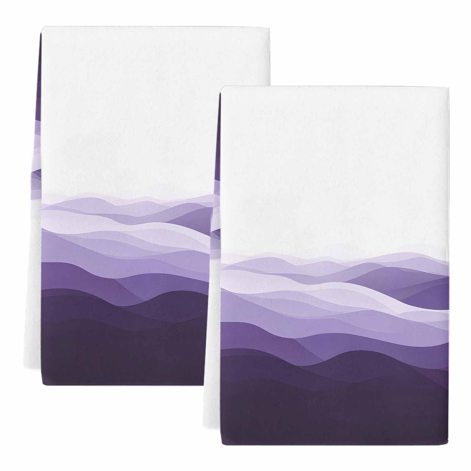 Dish Towels, Purple Waves Absorbent Kitchen Towels 2 PCS, Ocean Spray Lines Microfiber Hand Towels Dish Cloths Tea Towels for Home&nbsp;Bathroom Cleaning Drying,18X28-Inch,