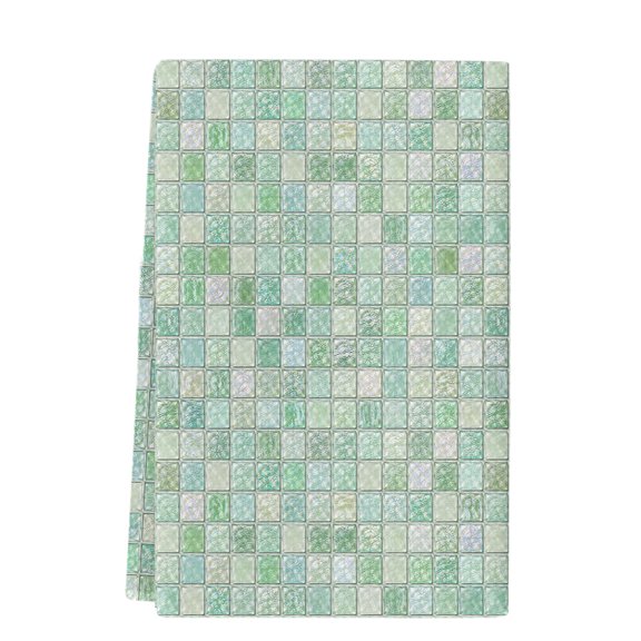 Dish Towels, Sage Green Square Mosaic Absorbent Kitchen Towels 1 PC, Aesthetic Blocks Microfiber Hand Towels Dish Cloths Tea Towels for Home&nbsp;Bathroom Cleaning Drying,18X28-Inch,