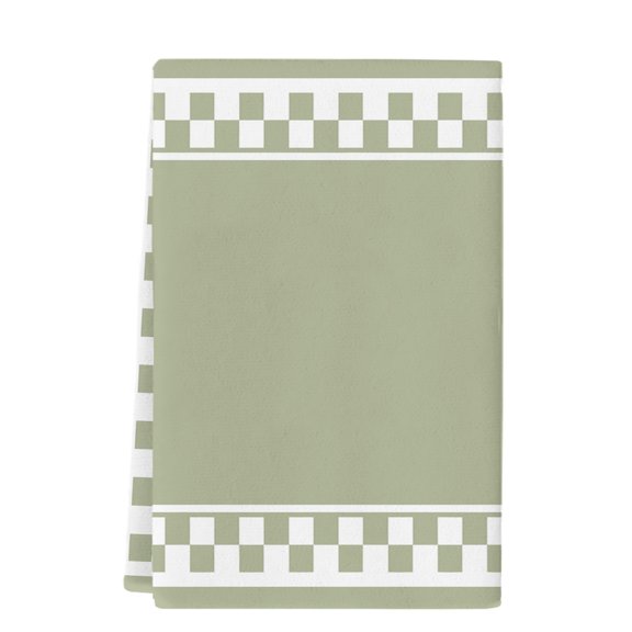 Dish Towels, Sage Green Squares Absorbent Kitchen Towels 1 PC, Modern Block Checkered Border Microfiber Hand Towels Dish Cloths Tea Towels for Home Bathroom Cleaning Drying,18X28-Inch,