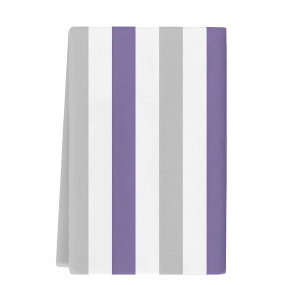 Dish Towels, Striped Absorbent Kitchen Towels 1 PC, Purple Gray Microfiber Hand Towels Dish Cloths Tea Towels for Home&nbsp; Bathroom,18X28-Inch,