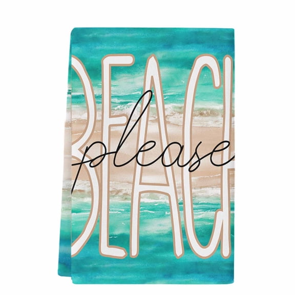 Dish Towels, Summer Coastal Beach Absorbent Kitchen Towels 1 PC, Turquoise Blue Waves Microfiber Hand Towels Dish Cloths Tea Towels for Home Bathroom,18X28-Inch,