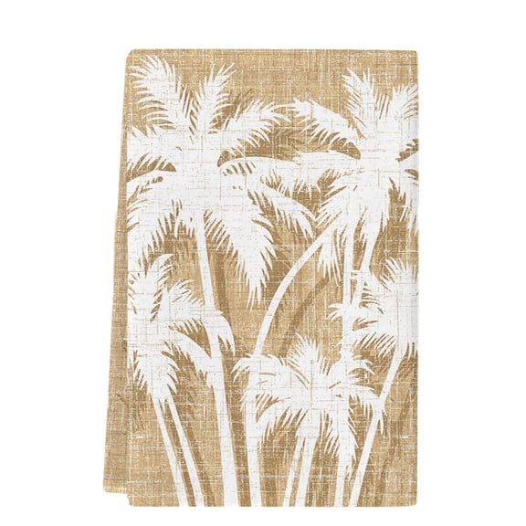 Dish Towels, Summer Tropical Palm Leaves Absorbent Kitchen Towels 1 PC, Coastal Tan Linen Microfiber Hand Towels Dish Cloths Tea Towels for Home Bathroom Cleaning Drying,18X28-Inch,