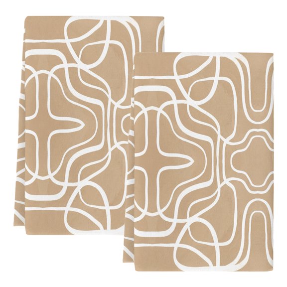 Dish Towels, Tan Lines Absorbent Kitchen Towels 2 PCS, Modern Abstract Art Curved Shapes Microfiber Hand Towels Dish Cloths Tea Towels for Home Bathroom Cleaning Drying,18X28-Inch,