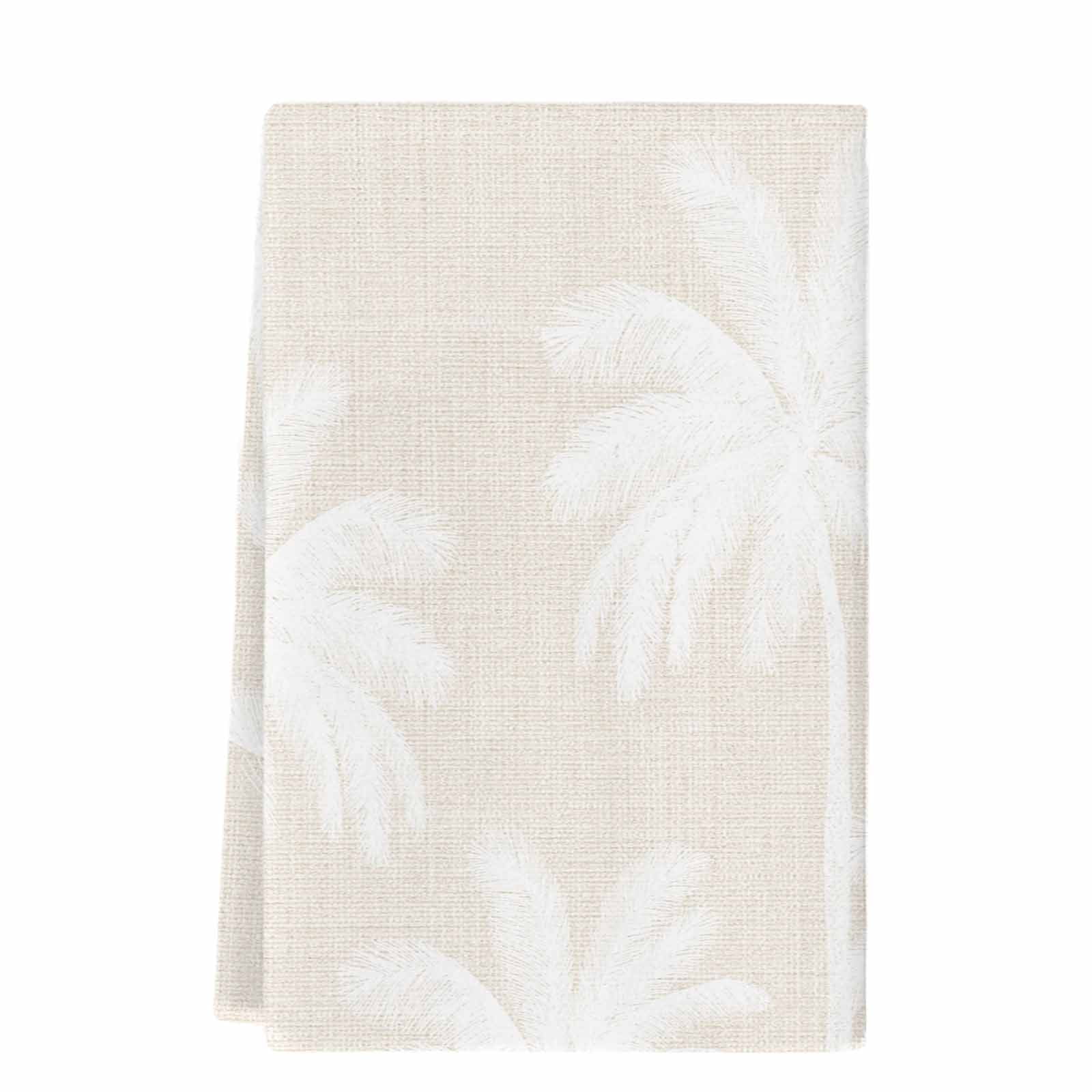 Dish Towels, Tropical Palm Trees Absorbent Kitchen Towels 1 PC, Cream Linen Coastal Microfiber Hand Towels Dish Cloths Tea Towels for Home Bathroom Cleaning Drying,18X28-Inch,