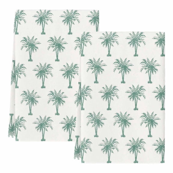 Dish Towels, Tropical Palm Trees Absorbent Kitchen Towels 2 PCS, Vintage Sage Green Microfiber Hand Towels Dish Cloths Tea Towels for Home&nbsp;Bathroom Cleaning Drying,18X28-Inch,