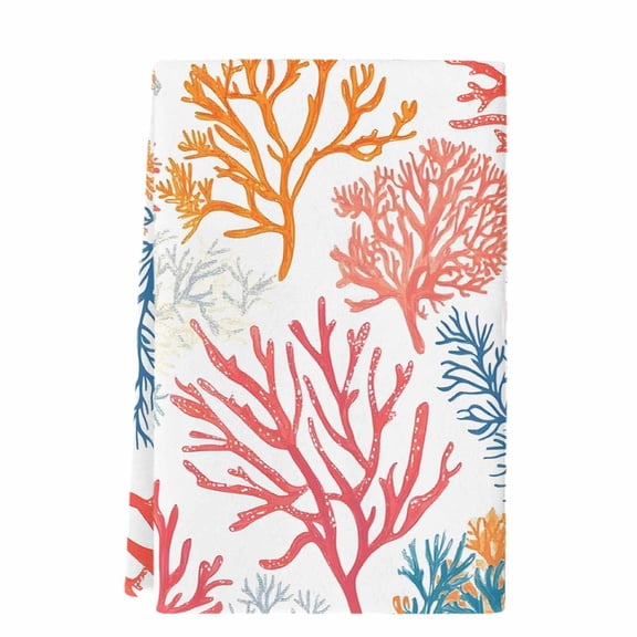 Dish Towels, Tropical Summer Absorbent Kitchen Towels 1 PC, Ocean Coral Pattern Microfiber Hand Towels Dish Cloths Tea Towels for Home Bathroom,18X28-Inch, Pink Orange Colorful