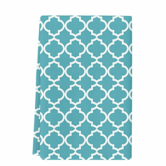 Dish Towels, Turquoise White Geometric Absorbent Kitchen Towels 1 PC, Minimalist Morocco Pattern Microfiber Hand Towels Dish Cloths Tea Towels for Home Bathroom,18X28-Inch,