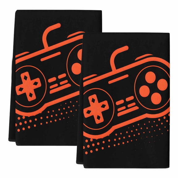Dish Towels, Video Games Controller Absorbent Kitchen Towels 2 PCS, Black Orange Gaming Console Microfiber Hand Towels Dish Cloths Tea Towels for Home Bathroom Cleaning Drying,18X28-Inch,