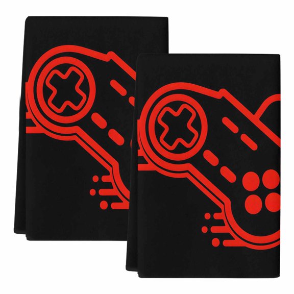 Dish Towels, Video Games Controller Absorbent Kitchen Towels 2 PCS, Black Red Gaming Console Microfiber Hand Towels Dish Cloths Tea Towels for Home Bathroom Cleaning Drying,18X28-Inch,