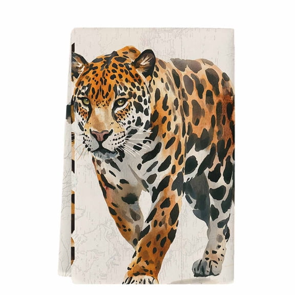 Dish Towels, Watercolor Animal Absorbent Kitchen Towels 1 PC, Retro Stitching Leopard Print Microfiber Hand Towels Dish Cloths Tea Towels for Home&nbsp; Bathroom,18X28-Inch, Brown