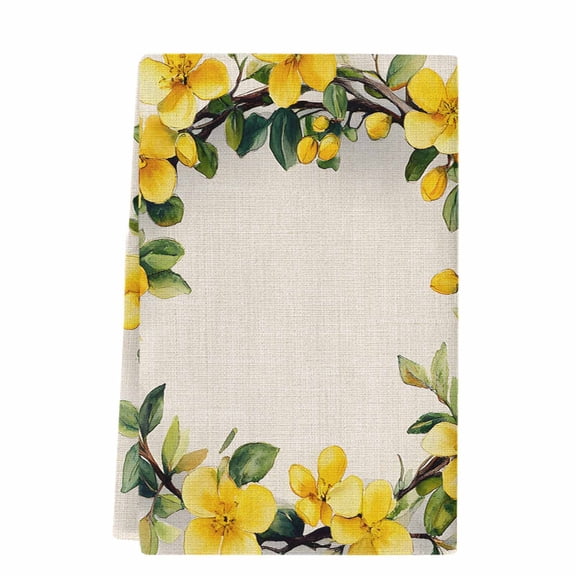 Dish Towels, Watercolor Yellow Floral Absorbent Kitchen Towels 1 PC, Vintage Rustic Tropical Microfiber Hand Towels Dish Cloths Tea Towels for Home Bathroom,18X28-Inch,