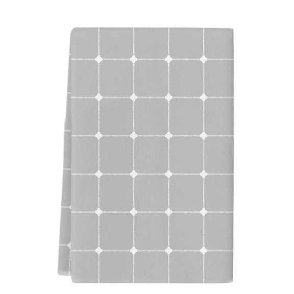 Dish Towels, White Dots Grid Lines Absorbent Kitchen Towels 1 PC, Intersect Points Grey Plaid Microfiber Hand Towels Dish Cloths Tea Towels for Home&nbsp;Bathroom Cleaning Drying,18X28-Inch,
