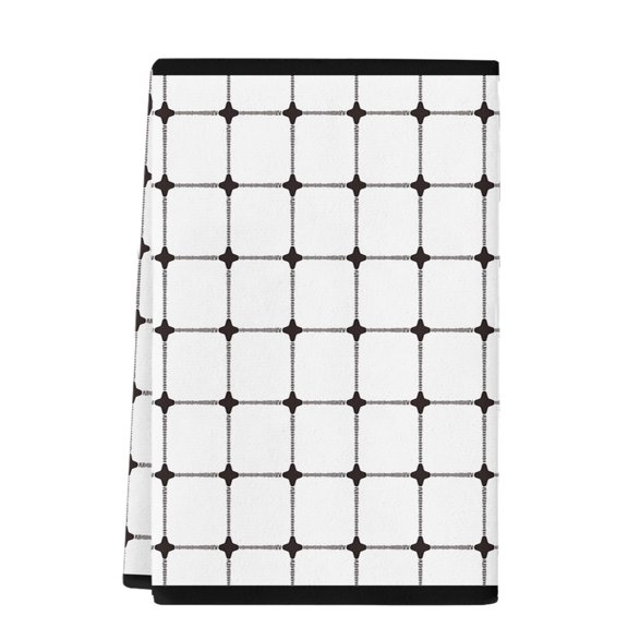 Dish Towels, White Lines Plaid Absorbent Kitchen Towels 1 PC, Grid Points Texture Microfiber Hand Towels Dish Cloths Tea Towels for Home Bathroom Cleaning Drying,18X28-Inch,