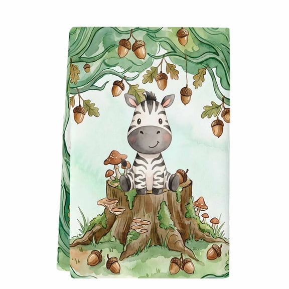 Dish Towels, Woodland Zebra Absorbent Kitchen Towels 1 PC, Forest Acorns Mushroom Microfiber Hand Towels Dish Cloths Tea Towels for Home&nbsp;Bathroom Cleaning Drying,18X28-Inch,