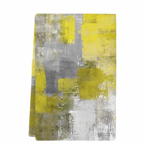 Dish Towels, Yellow Gray Graffiti Block Absorbent Kitchen Towels 1 PC, Modern Abstract Texture Art Microfiber Hand Towels Dish Cloths Tea Towels for Home&nbsp; Bathroom,18X28-Inch,