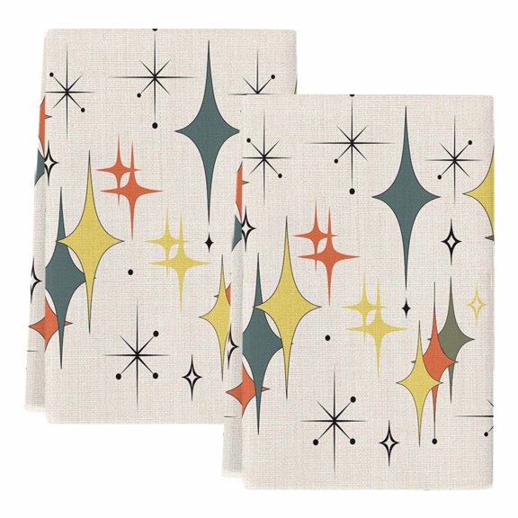 Dish Towels, Yellow Green Orange Diamond Absorbent Kitchen Towels 2 PCS, Modern Geometric Mid Century Linen Microfiber Hand Towels Dish Cloths Tea Towels for Home&nbsp;Bathroom Cleaning,18X28-Inch,