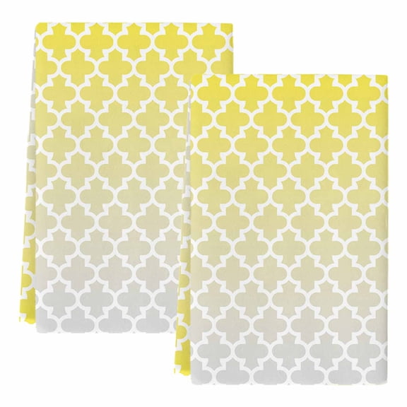 Dish Towels, Yellow Moroccan Design Absorbent Kitchen Towels 2 PCS, Geometric Pattern Microfiber Hand Towels Dish Cloths Tea Towels for Home&nbsp;Bathroom Cleaning Drying,18X28-Inch,