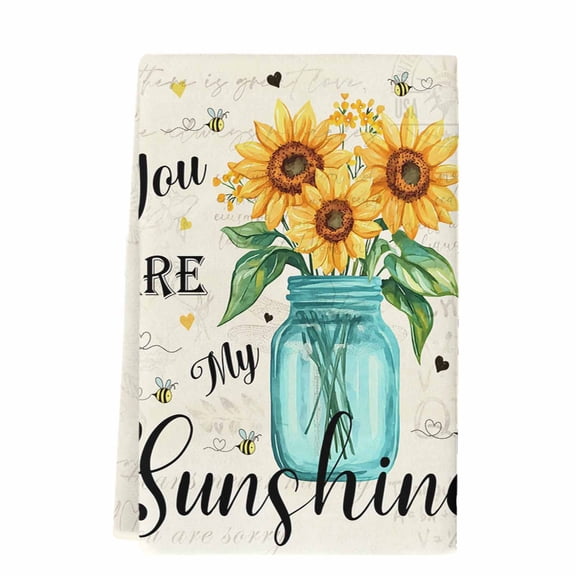 Dish Towels, You Are My Sunshine Absorbent Kitchen Towels 1 PC, Vintage Sunflower Motivational Quotes Microfiber Hand Towels Dish Cloths Tea Towels for Home Bathroom,18X28-Inch,