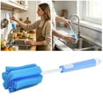 thumbnail image 1 of Dish Washing Brush With Handle, Cleaning Brushes for Household Use, Adjustable Long Handle Water Bottle Brush, For Soft Foam Dish Cleaning Brush For Wine Glasses Mugs Cups & Kettles (Blue), 1 of 5