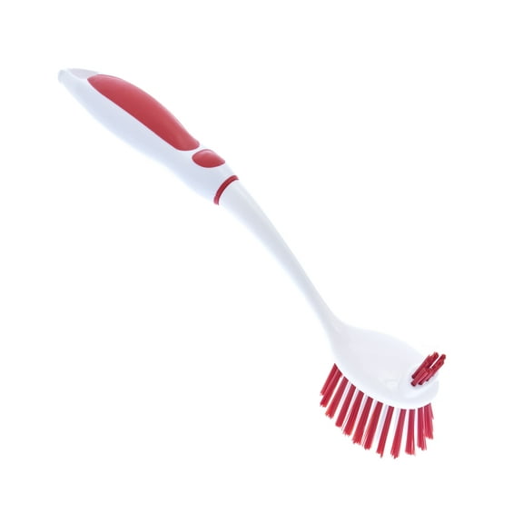 Dish Washing Scrubber Vegetable Brush - Blue / White 2 Sided Bristles - Long Handle With Rubber Grip Non Scratch Kitchen and Bath Cleaning By Superio