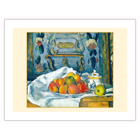 Dish of Apples - From an Original Color Painting by Paul Cézanne c.1877 - Bamboo Fine Art 290gsm Paper (Unframed) 17x22in