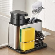 Dish soap dispenser 3-in-1 sponge holder suitable for kitchen sink stainless steel, rust-proof
