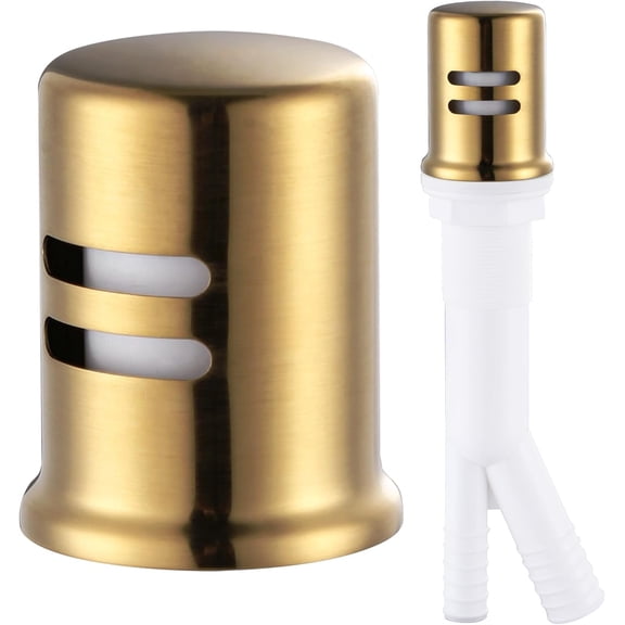 Dishwasher Air Gap Cover, Cap for Kitchen Sink, Solid Brass Overflow Vent Replacement Kit, Brushed Gold