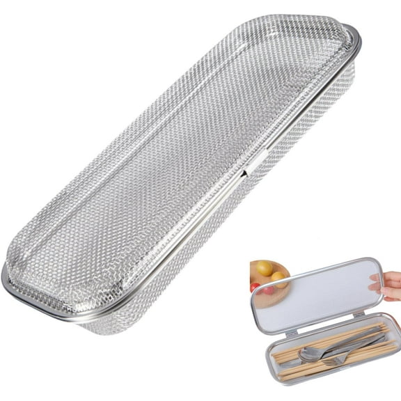 ABPETE Dishwasher Basket, Stainless Steel Dishwasher Silverware Basket, Replacement Utensil Rectangular Mesh Drain for Small Items