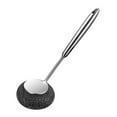 Dishwasher Brush with Stand Soap Dispensing Dish Brush with Sponge Stain Removal Steel Wall