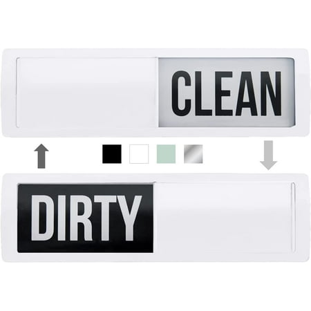 Dishwasher Clean and Dirty Magnet Sign, Optional Adhesive, Magnetic, Easy Read, Non-Scratch, Heavy Duty Shutter Slide Magnets for Dish Washer, Kitchen Accessories, 7x2, White