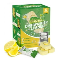 BIMZUC Dishwasher Cleaner Tablets (12 Pack), Deep Clean, Remove Limescale and Odors, Lemon Scent